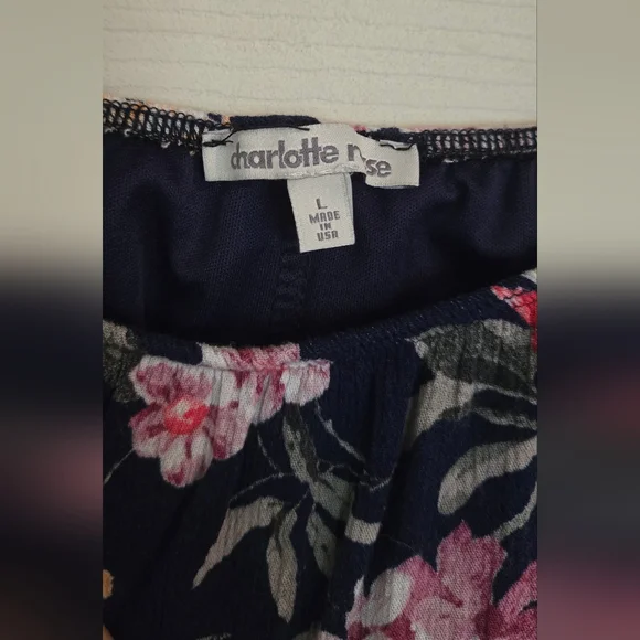 Charlotte Russe Off The Shoulder Short Sleeve Blue Floral Swing Mini Dress - Picture 3 of 6